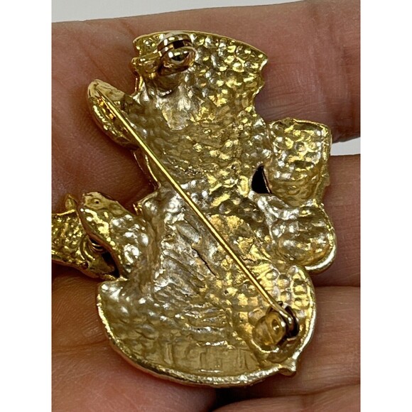 Vtg 1980's Enamel Christmas Snowman Brooch‎ Pin W/ Moving Waving Arm. Emblished - Picture 5 of 6